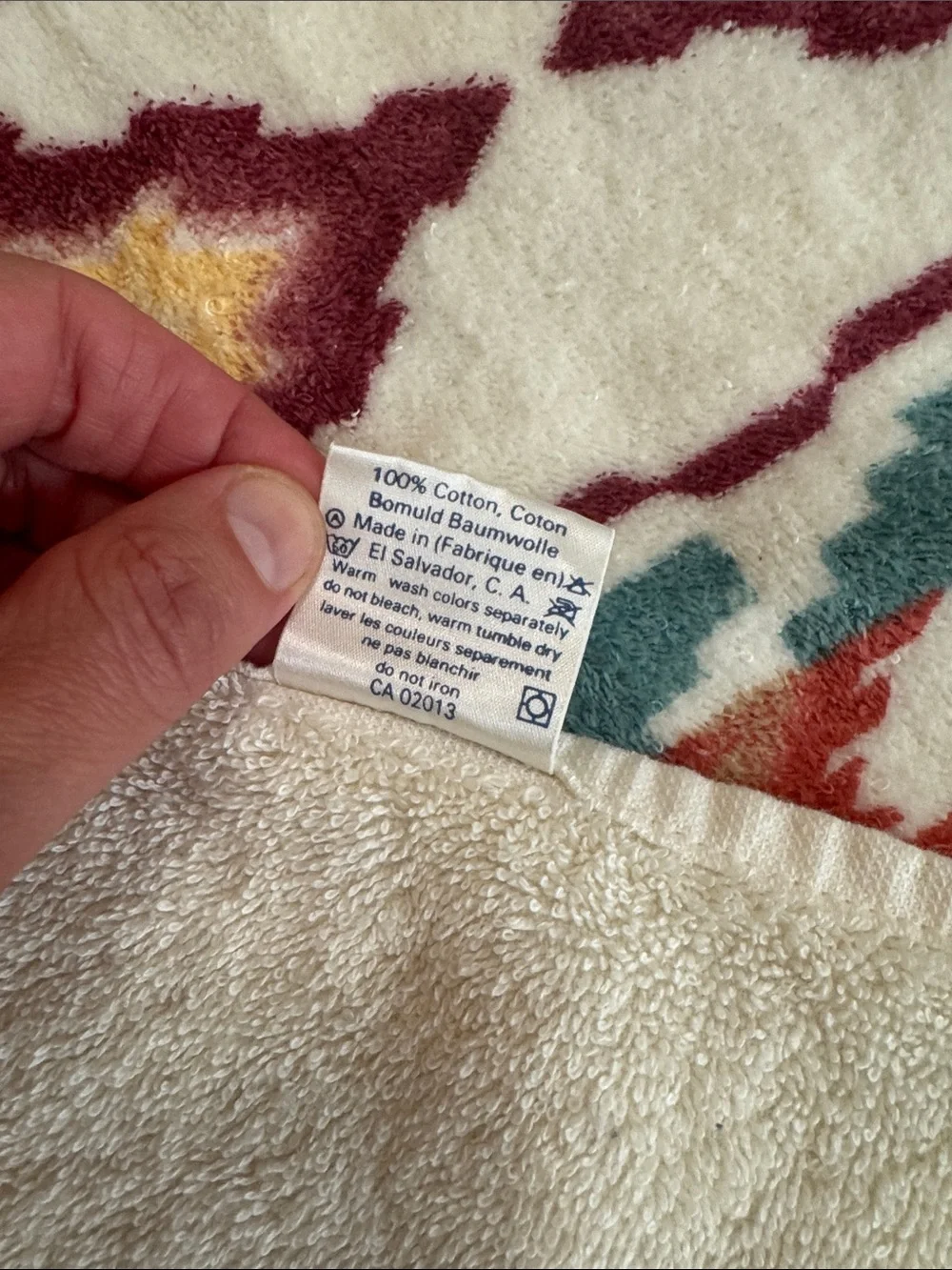 Vintage Southwest Aztec Bath Towel Set of 2 100% Cotton Western Boho Rework